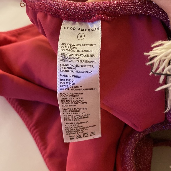 NEW Good American Sparkle String Bikini High Waisted Pink Metallic women’s tie - Picture 8 of 9